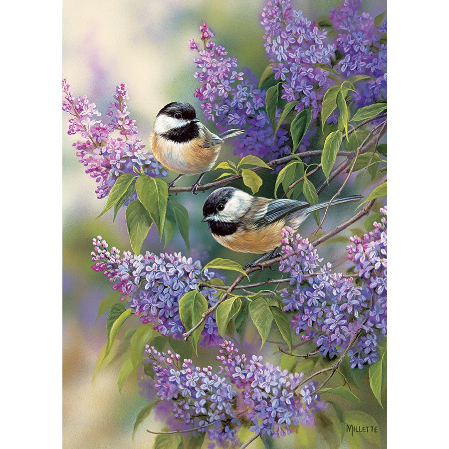 Cobble Hill Chickadees and Lilacs 1000 Piece Puzzle - Image 2