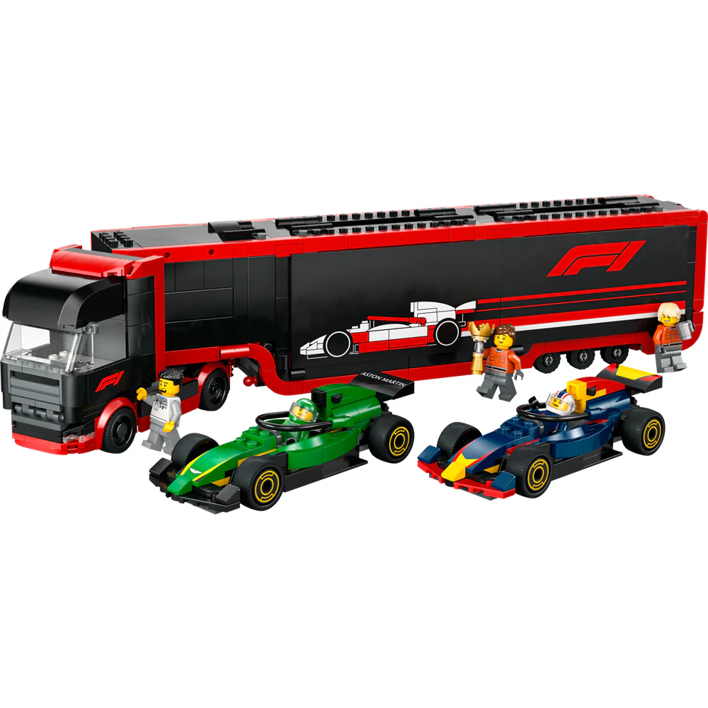 Lego City F1 Truck with RB20 & AMR24 F1 Cars - Image 2