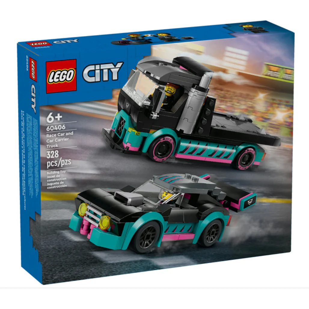 Lego City Race Car and Car Carrier Truck