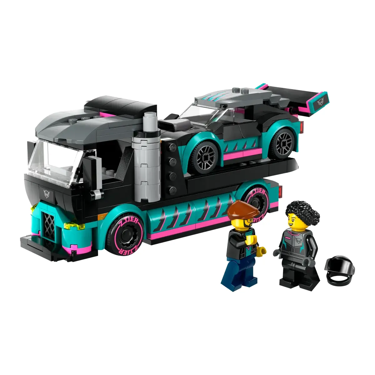Lego City Race Car and Car Carrier Truck - Image 2