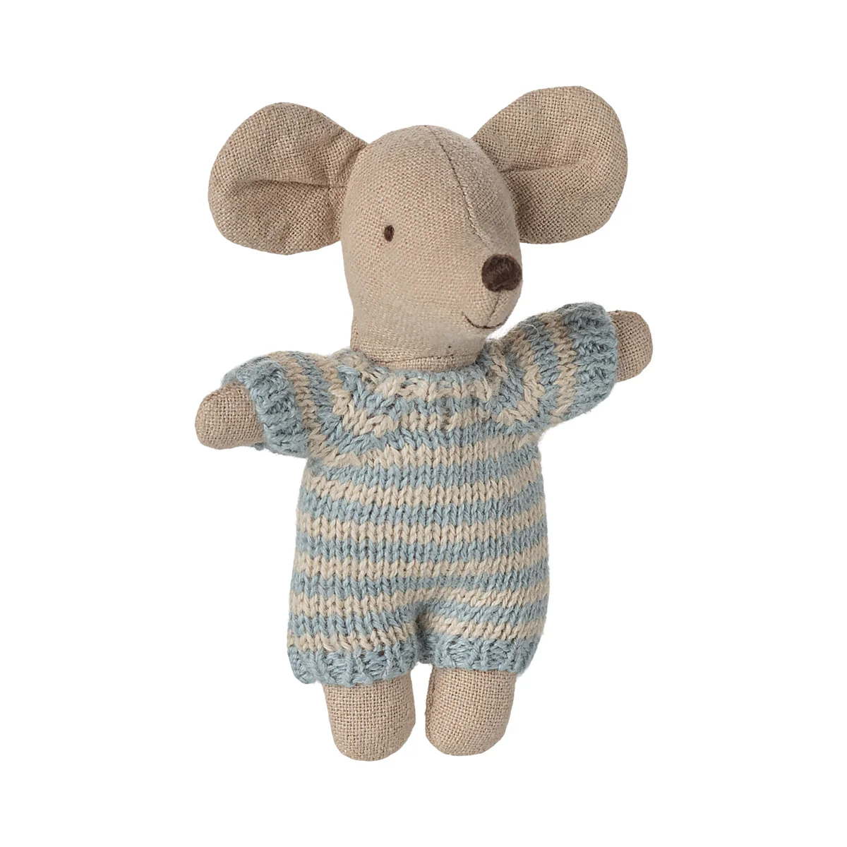 Maileg Baby Mouse in Carry Cot - Blue - Image 2