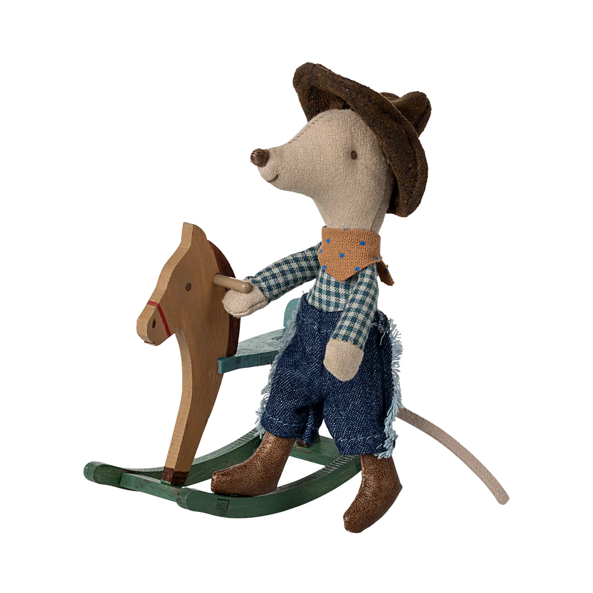 Maileg Cowboy Mouse On Rocking Chair - Little Brother - Image 2