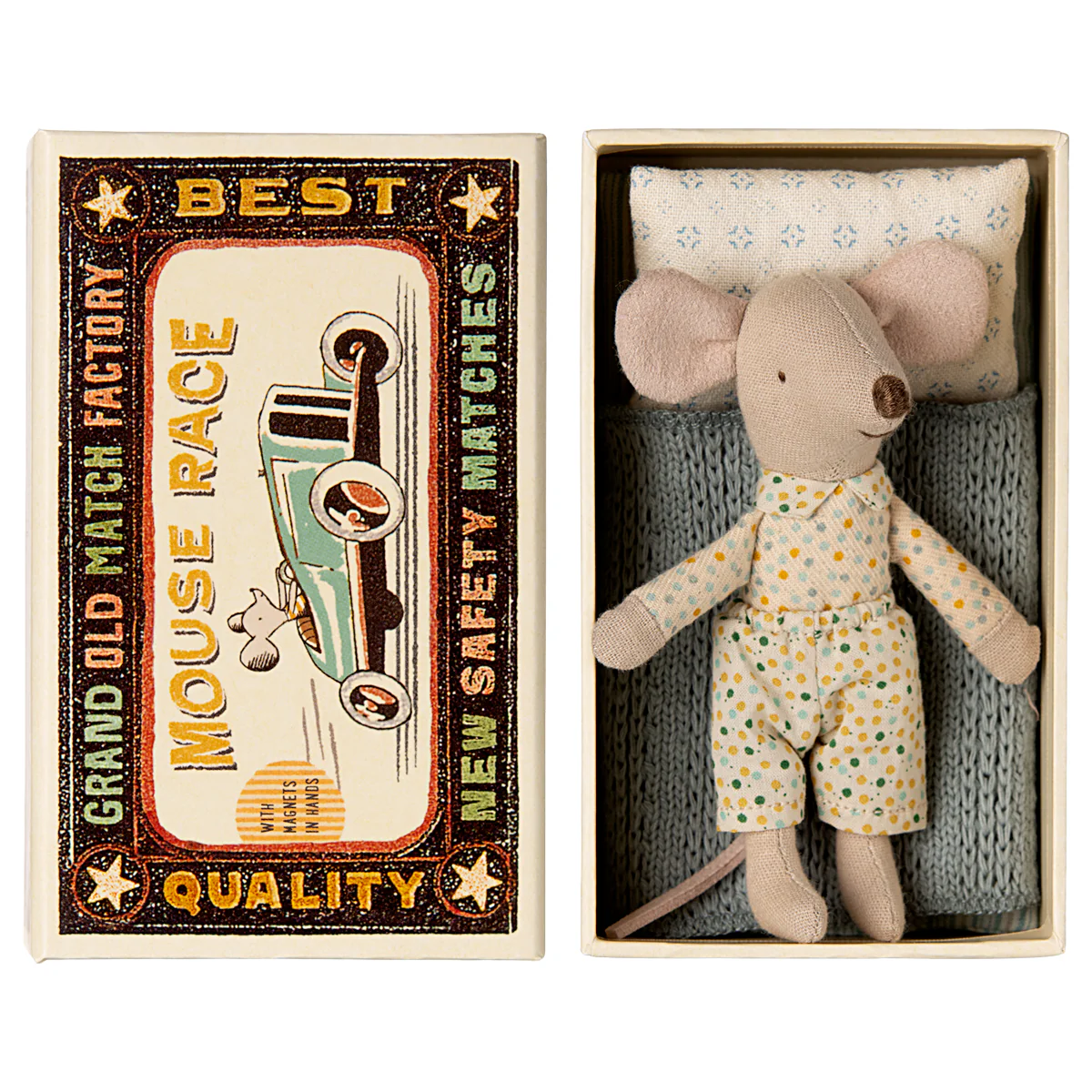 Maileg Little Brother Mouse in Matchbox - Polka Dot Pyjamas