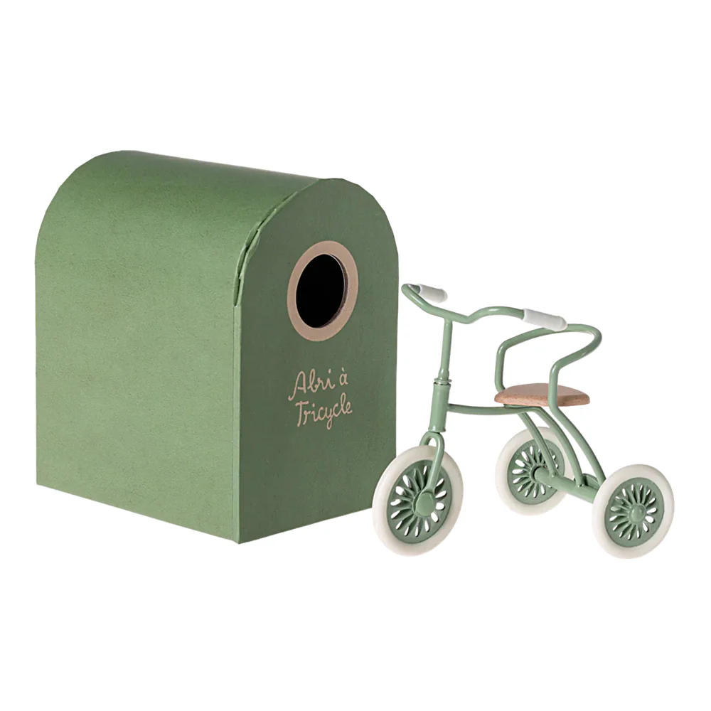 Maileg Mouse Abri a Tricycle - Green - Image 2