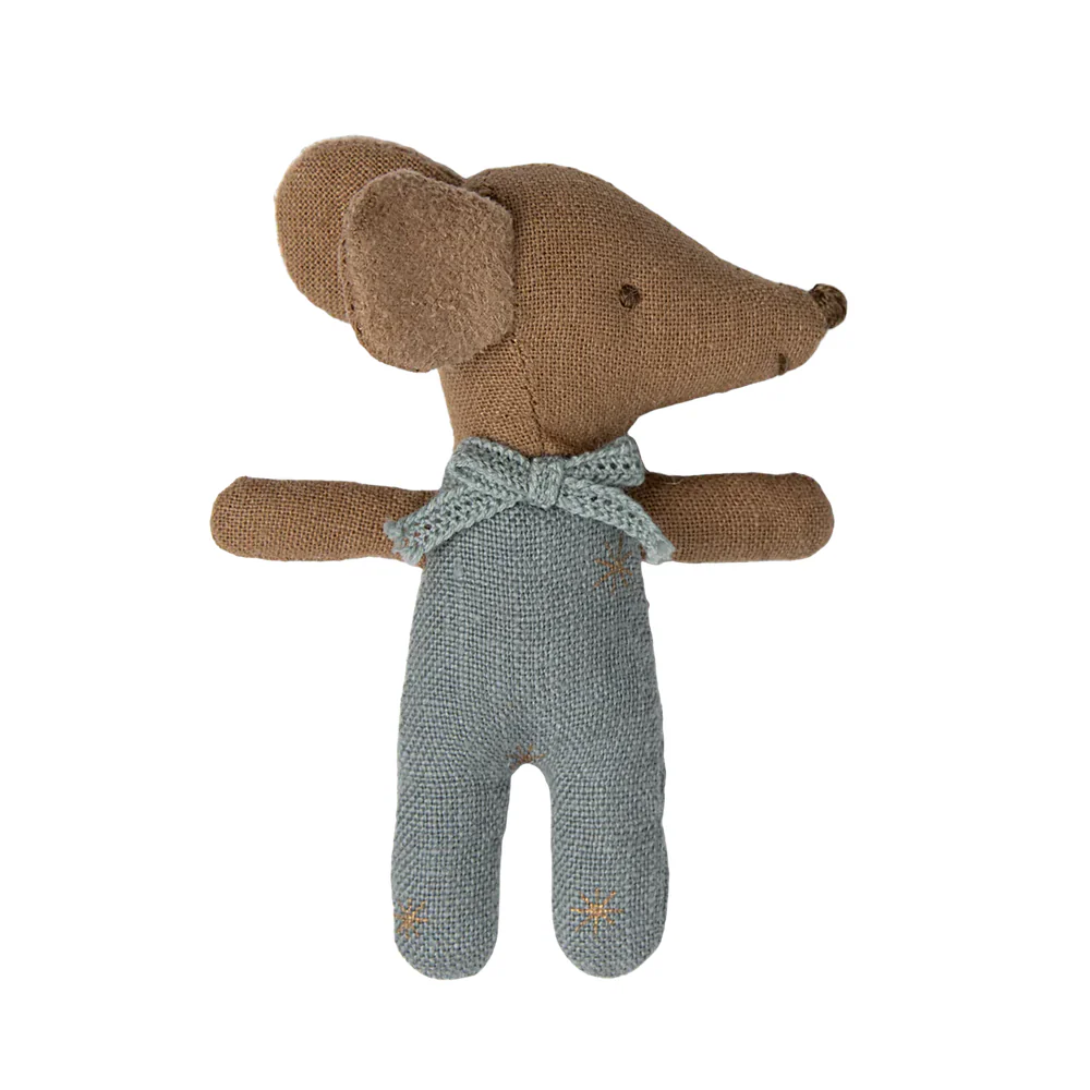 Maileg Sleepy/Wakey Baby Mouse in MatchBox - Blue - Image 3