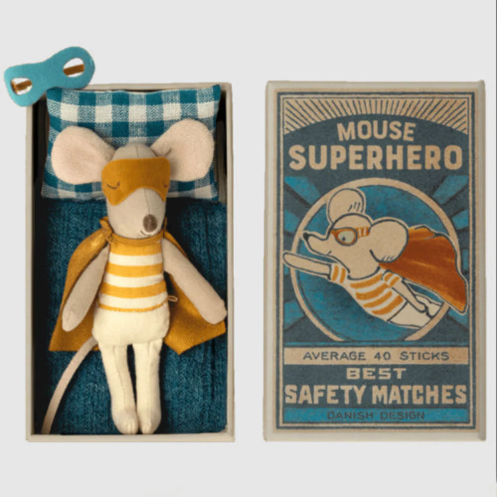 Maileg Little Brother Mouse in Matchbox Superhero Mouse - Image 5