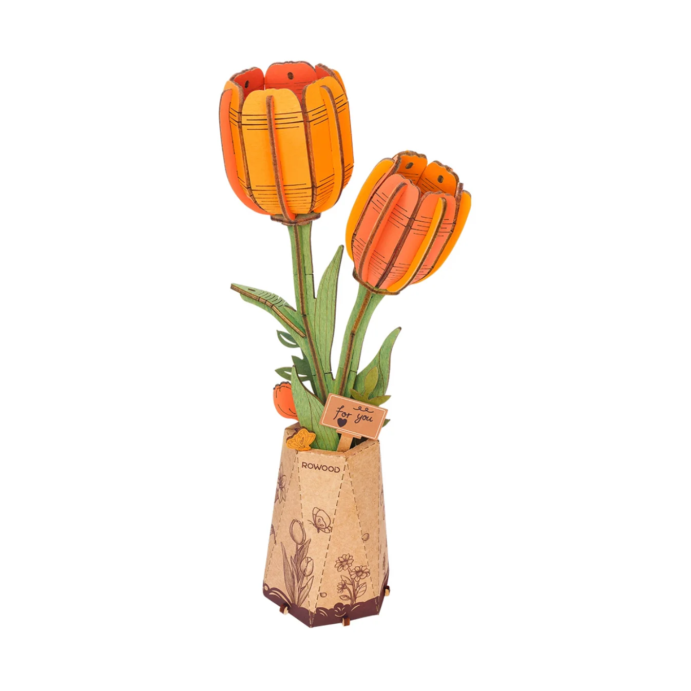 Rowood DIY Flower Puzzle - Orange Tulip