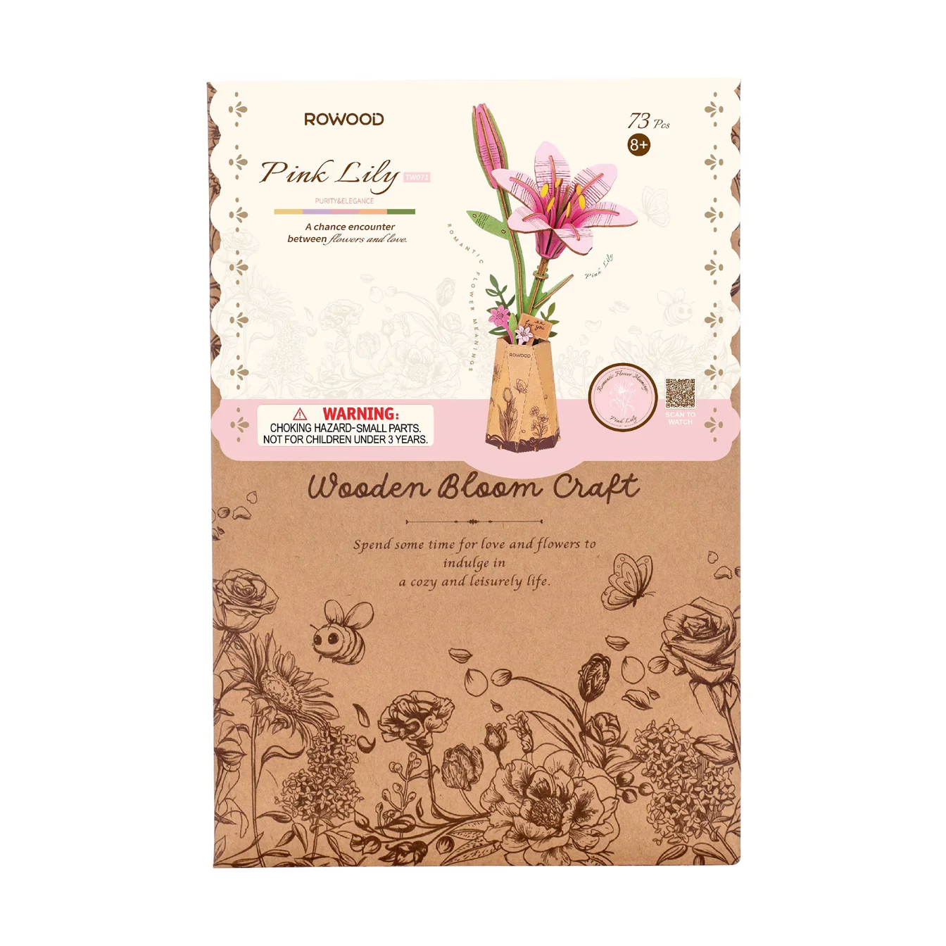 Rowood DIY Flower Puzzle - Pink Lily - Image 2