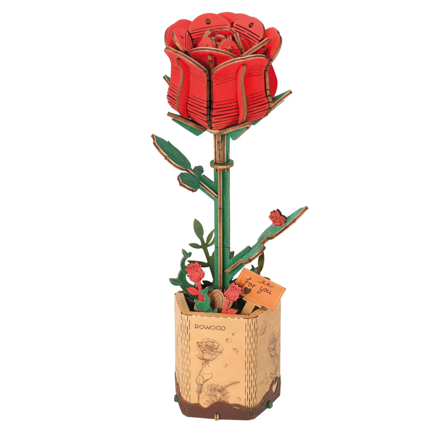 Rowood DIY Flower Puzzle - Red Rose
