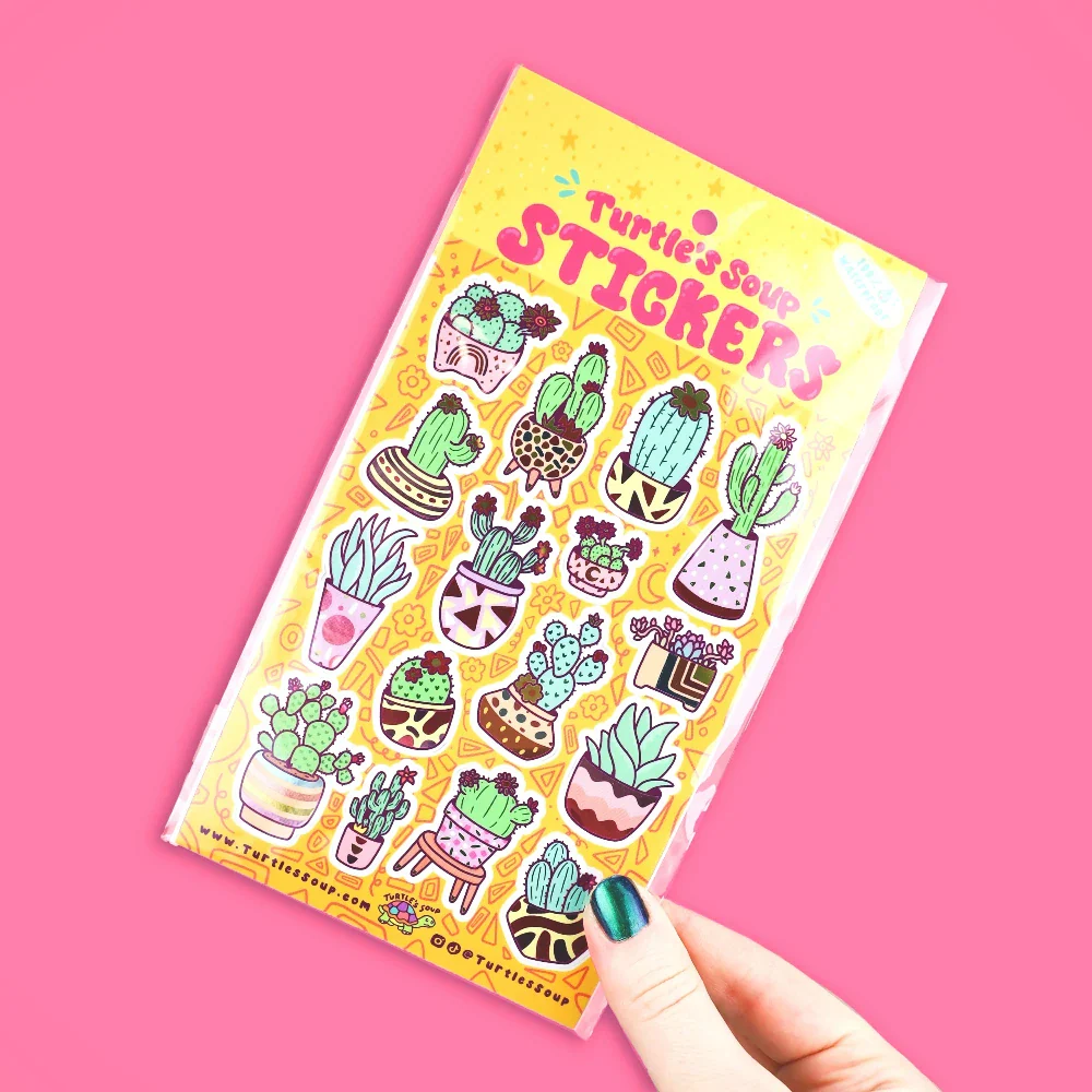 Turtle's Soup Cute Cacti Sticker Sheet