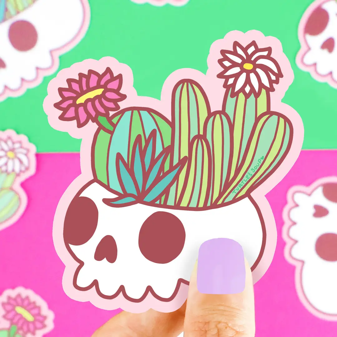 Turtle's Soup Desert Cactus Skull Vinyl Sticker