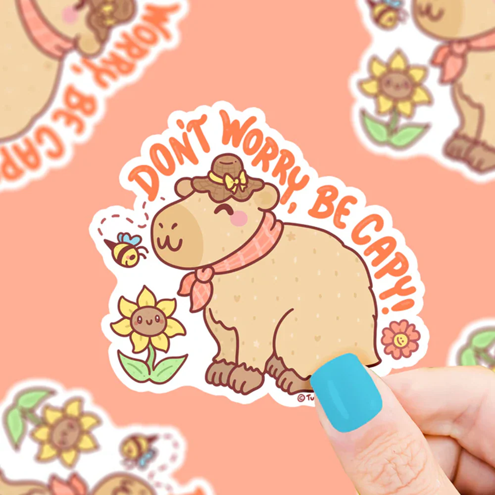 Turtle's Soup Don't Worry, Be Capy! Vinyl Sticker