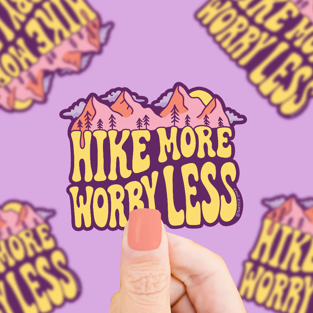 Turtle's Soup Hike More Worry Less Vinyl Sticker