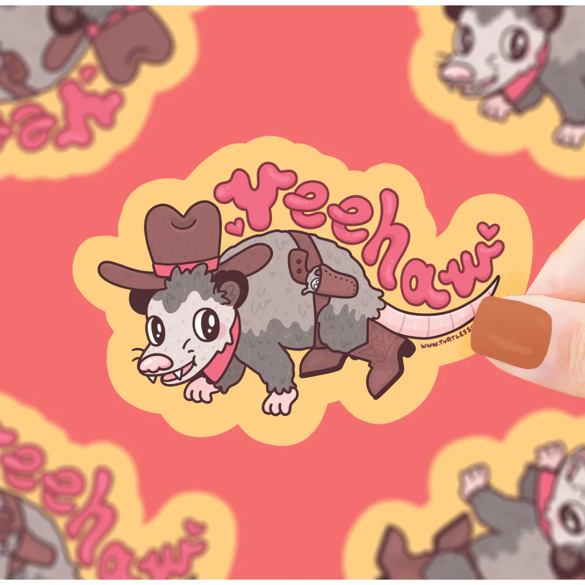 Turtle's Soup Rodeo Opossum Vinyl Sticker