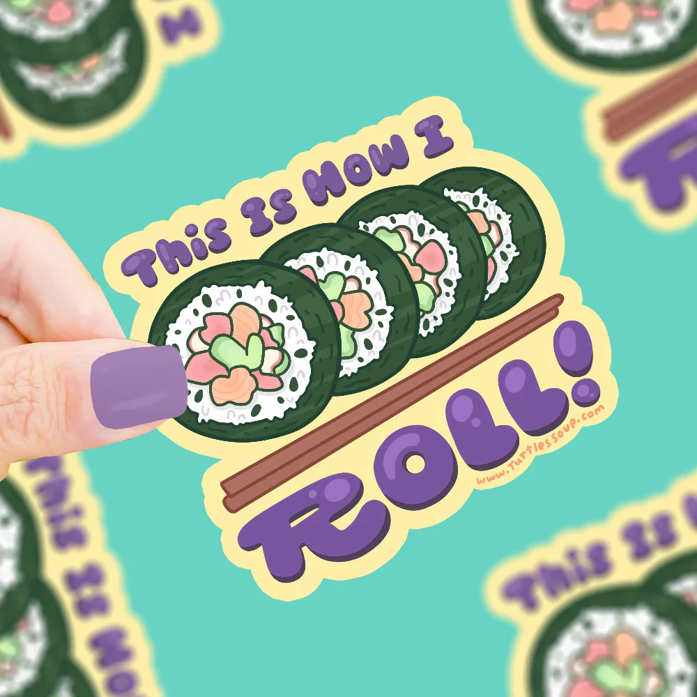 Turtle's Soup How I Roll Sushi Sticker