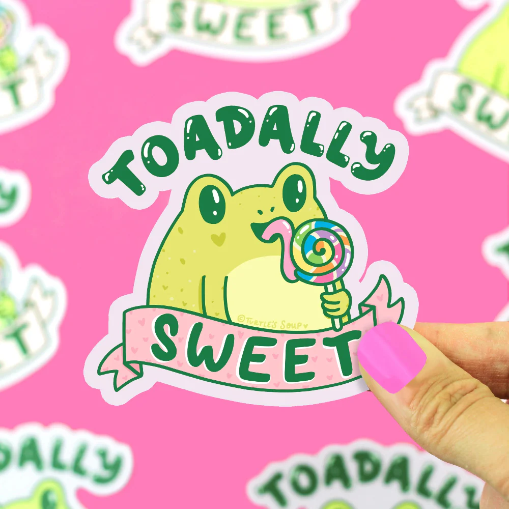 Turtle's Soup Toadally Sweet Frog Vinyl Sticker